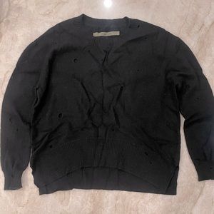 Black cashmere enza costa sweater with holes for style